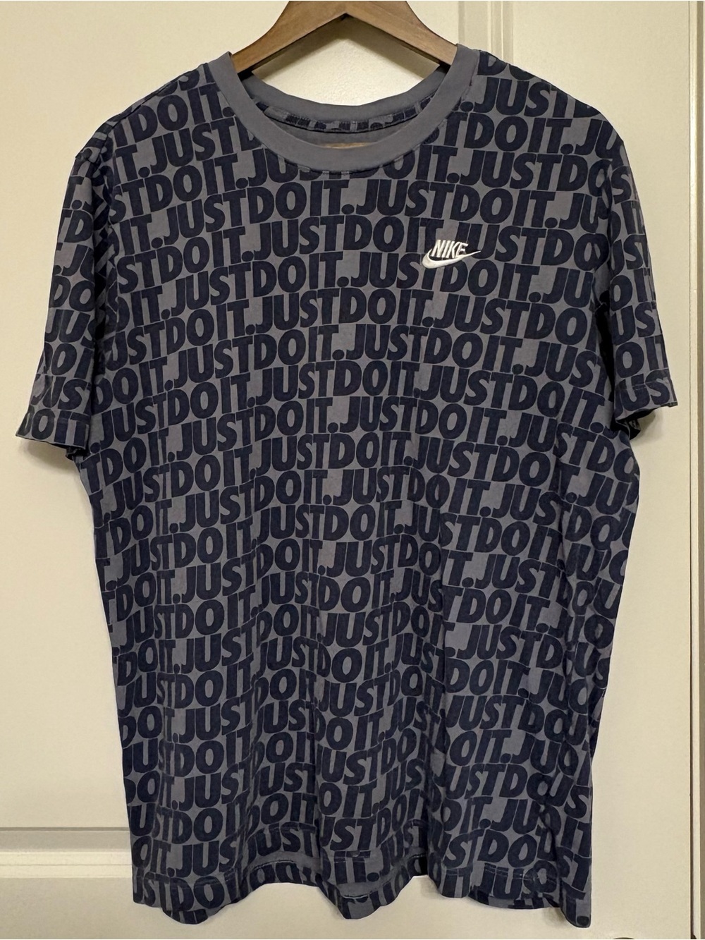 Nike Short-Sleeve Navy 'Just Do It' All-Over Logo Tee